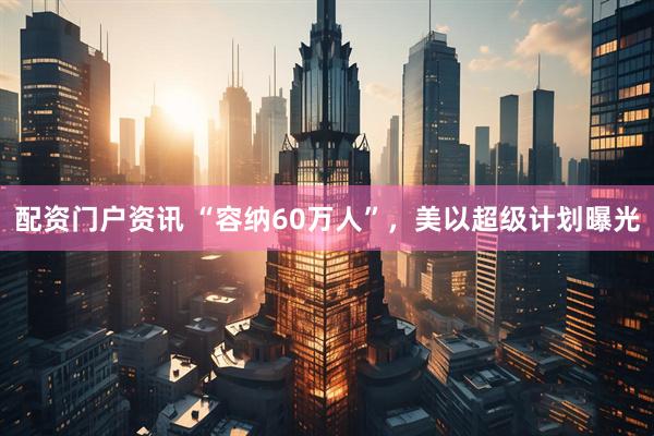 配资门户资讯 “容纳60万人”，美以超级计划曝光