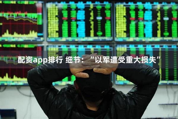 配资app排行 细节:“以军遭受重大损失”